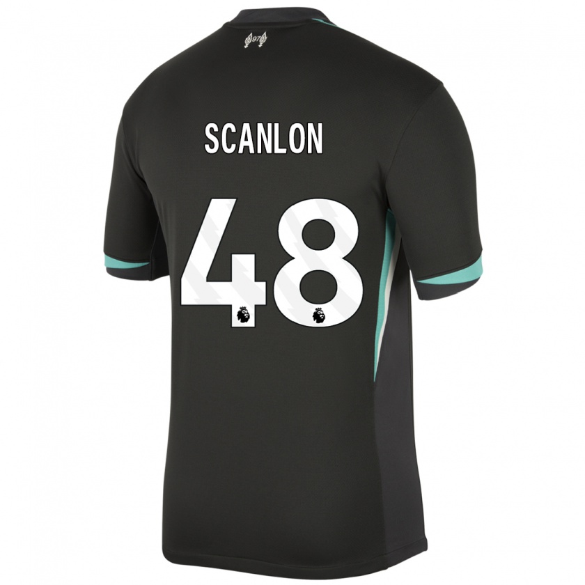 Kandiny Niño Camiseta Calum Scanlon #48 Negro Antracita Blanco 2ª Equipación 2024/25 La Camisa