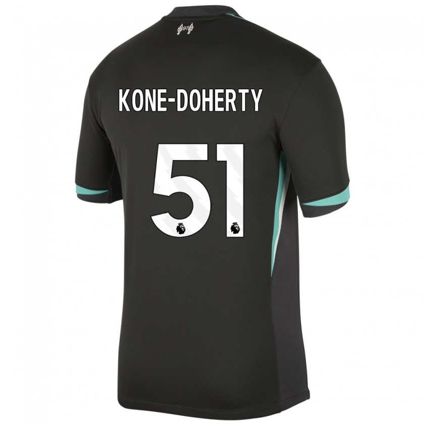 Kandiny Niño Camiseta Trent Kone-Doherty #51 Negro Antracita Blanco 2ª Equipación 2024/25 La Camisa