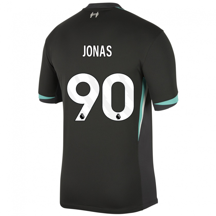 Kandiny Kinderen Lee Jonas #90 Zwart Antraciet Wit Uitshirt Uittenue 2024/25 T-Shirt