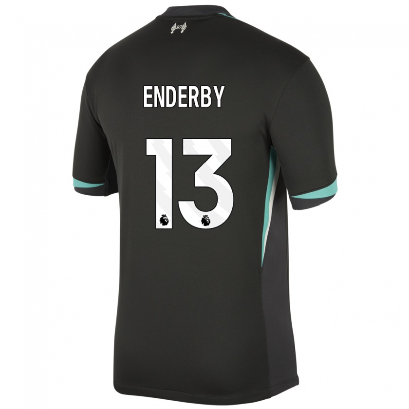 Kandiny Bambino Maglia Mia Enderby #13 Nero Antracite Bianco Kit Gara Away 2024/25 Maglietta