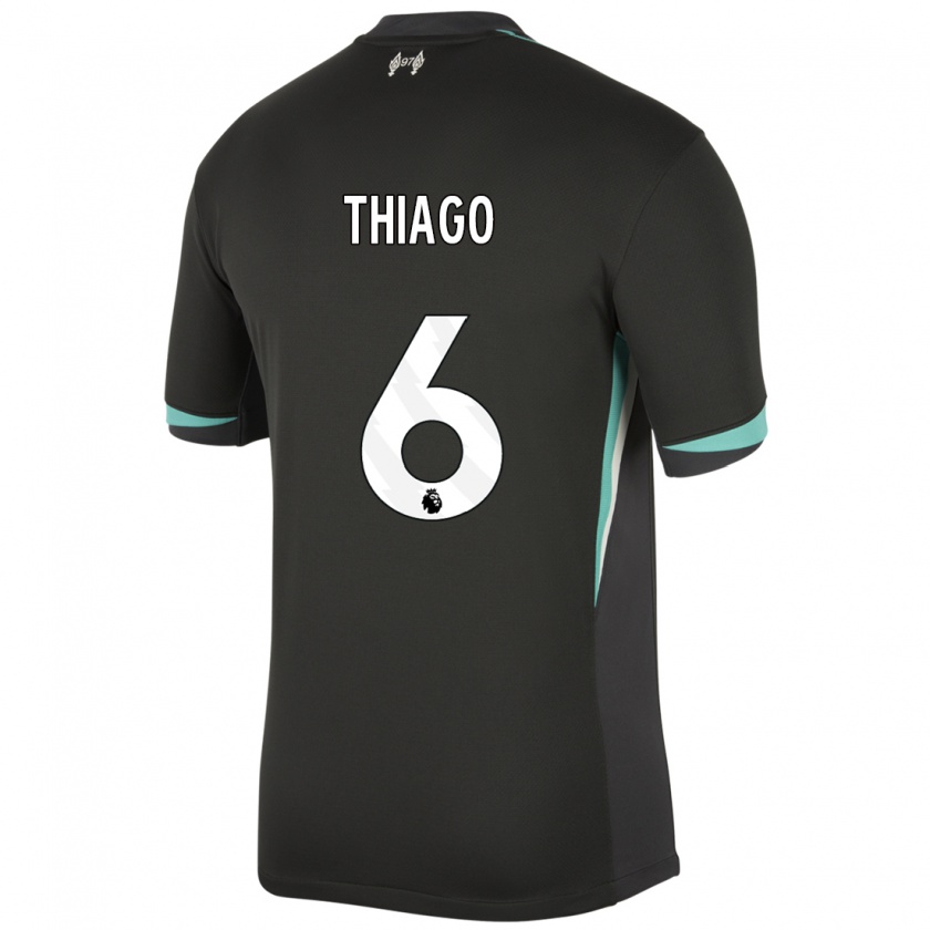 Kandiny Niño Camiseta Thiago #6 Negro Antracita Blanco 2ª Equipación 2024/25 La Camisa