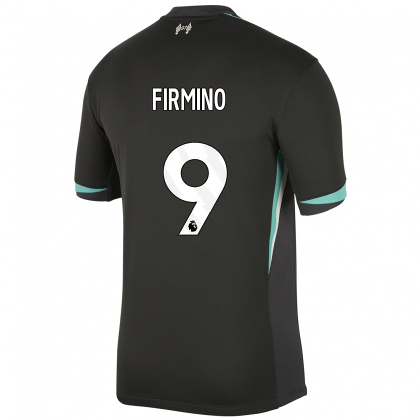 Kandiny Kinderen Roberto Firmino #9 Zwart Antraciet Wit Uitshirt Uittenue 2024/25 T-Shirt