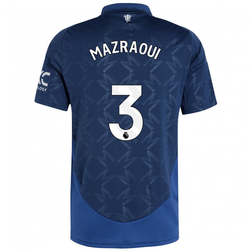 Kandiny Niño Camiseta Noussair Mazraoui #3 Índigo 2ª Equipación 2024/25 La Camisa