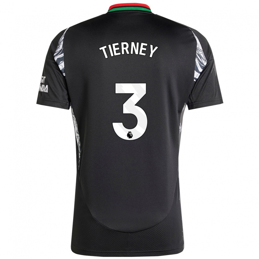 Kandiny Bambino Maglia Kieran Tierney #3 Nero Kit Gara Away 2024/25 Maglietta