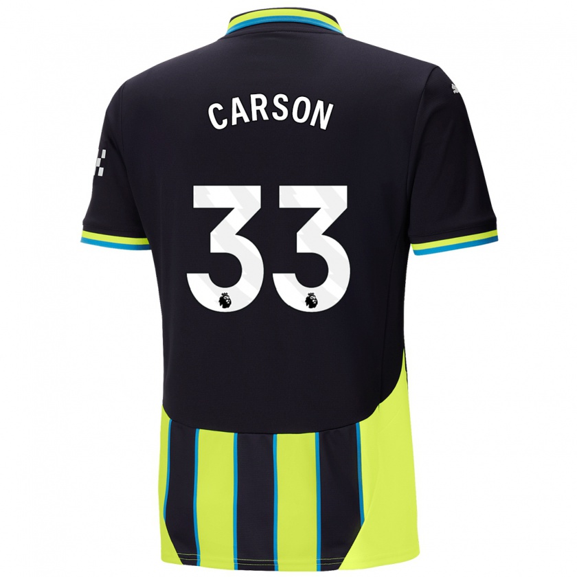 Kandiny Kinder Scott Carson #33 Blaugelb Auswärtstrikot Trikot 2024/25 T-Shirt Österreich