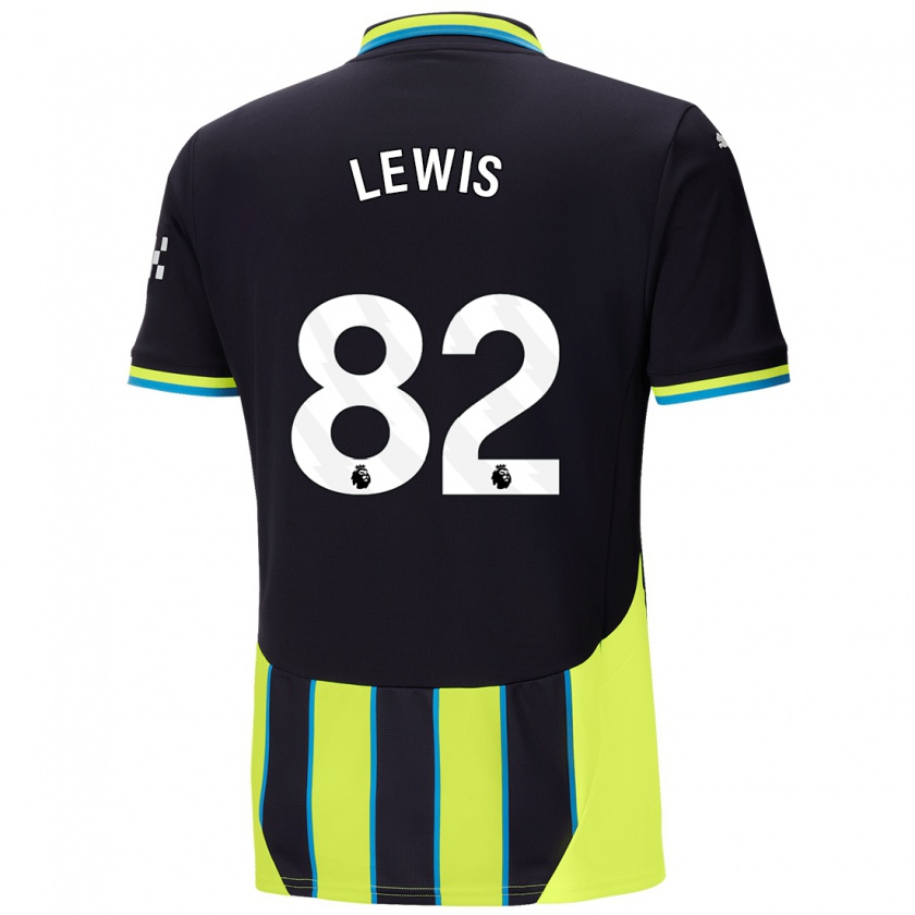 Kandiny Bambino Maglia Rico Lewis #82 Blu Giallo Kit Gara Away 2024/25 Maglietta