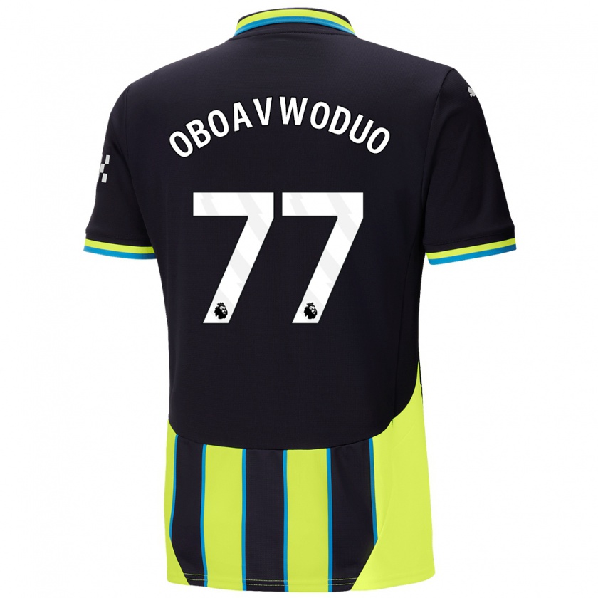 Kandiny Kinder Justin Oboavwoduo #77 Blaugelb Auswärtstrikot Trikot 2024/25 T-Shirt Österreich