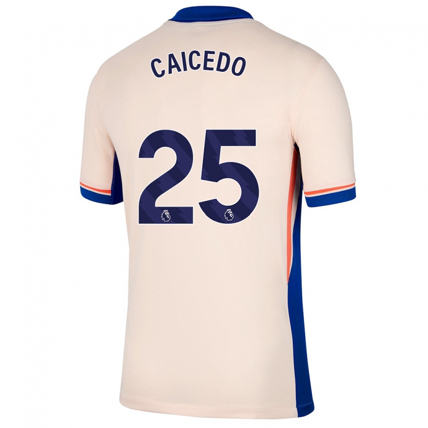 Kandiny Bambino Maglia Moisés Caicedo #25 Beige Chiaro Kit Gara Away 2024/25 Maglietta