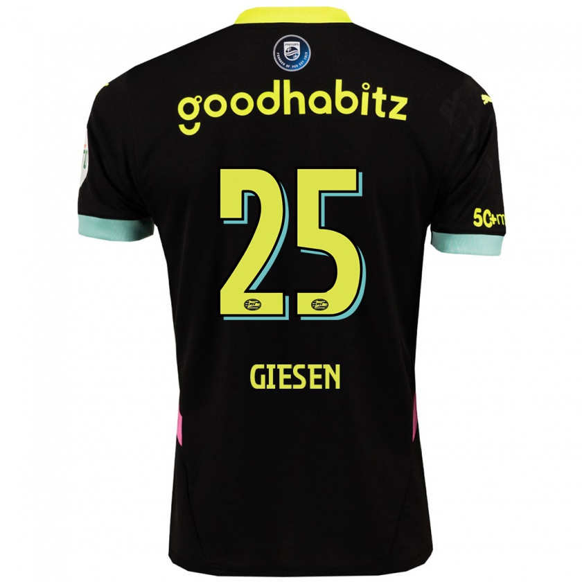 Kandiny Bambino Maglia Suzanne Giesen #25 Nero Giallo Kit Gara Away 2024/25 Maglietta