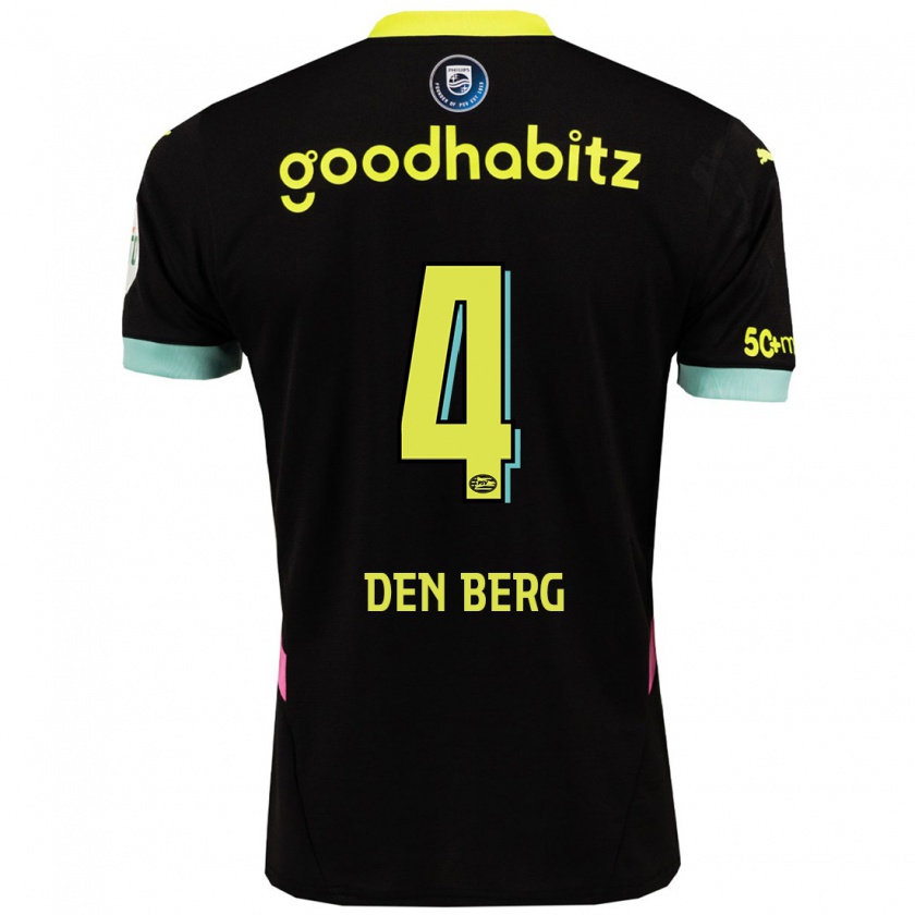 Kandiny Bambino Maglia Mandy Van Den Berg #4 Nero Giallo Kit Gara Away 2024/25 Maglietta