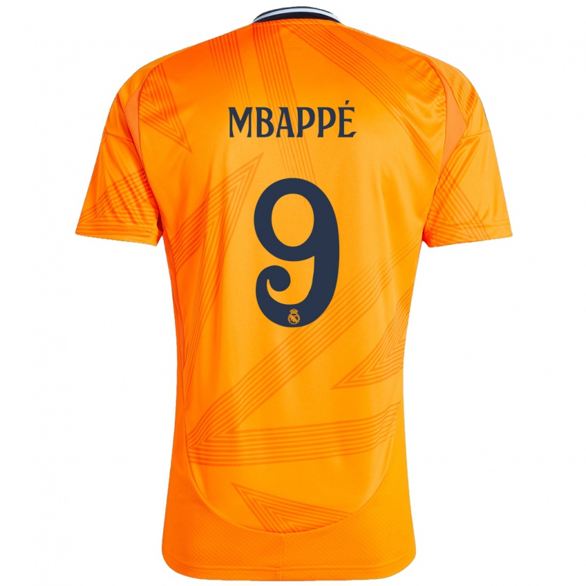 Kandiny Bambino Maglia Kylian Mbappé #9 Arancione Kit Gara Away 2024/25 Maglietta