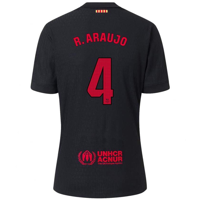 Kandiny Kinderen Ronald Araujo #4 Zwart Rood Uitshirt Uittenue 2024/25 T-Shirt