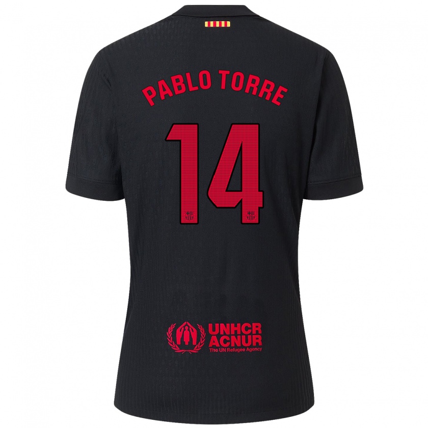 Kandiny Kinder Pablo Torre #14 Schwarz Rot Auswärtstrikot Trikot 2024/25 T-Shirt Österreich