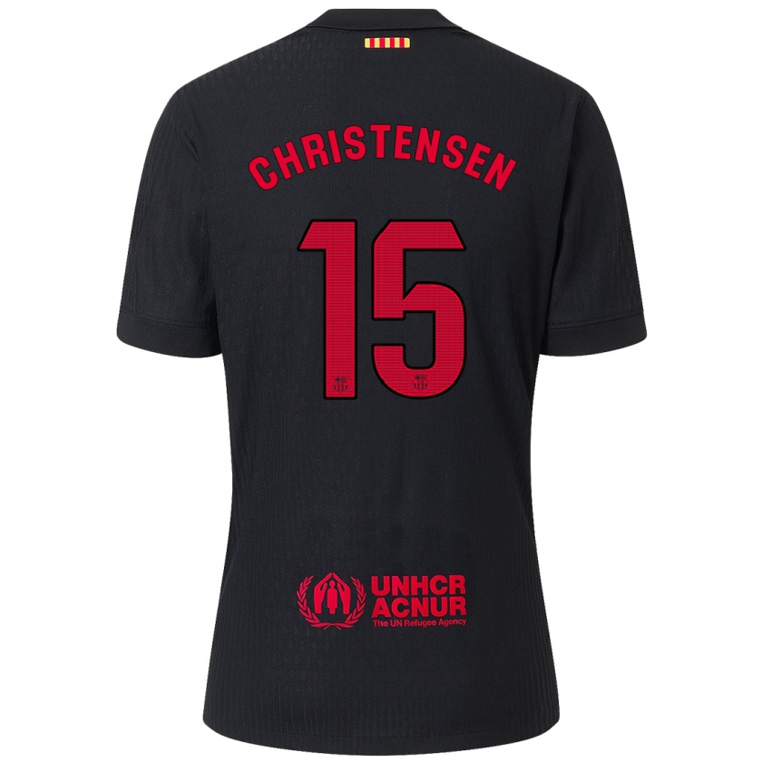 Kandiny Kinderen Andreas Christensen #15 Zwart Rood Uitshirt Uittenue 2024/25 T-Shirt