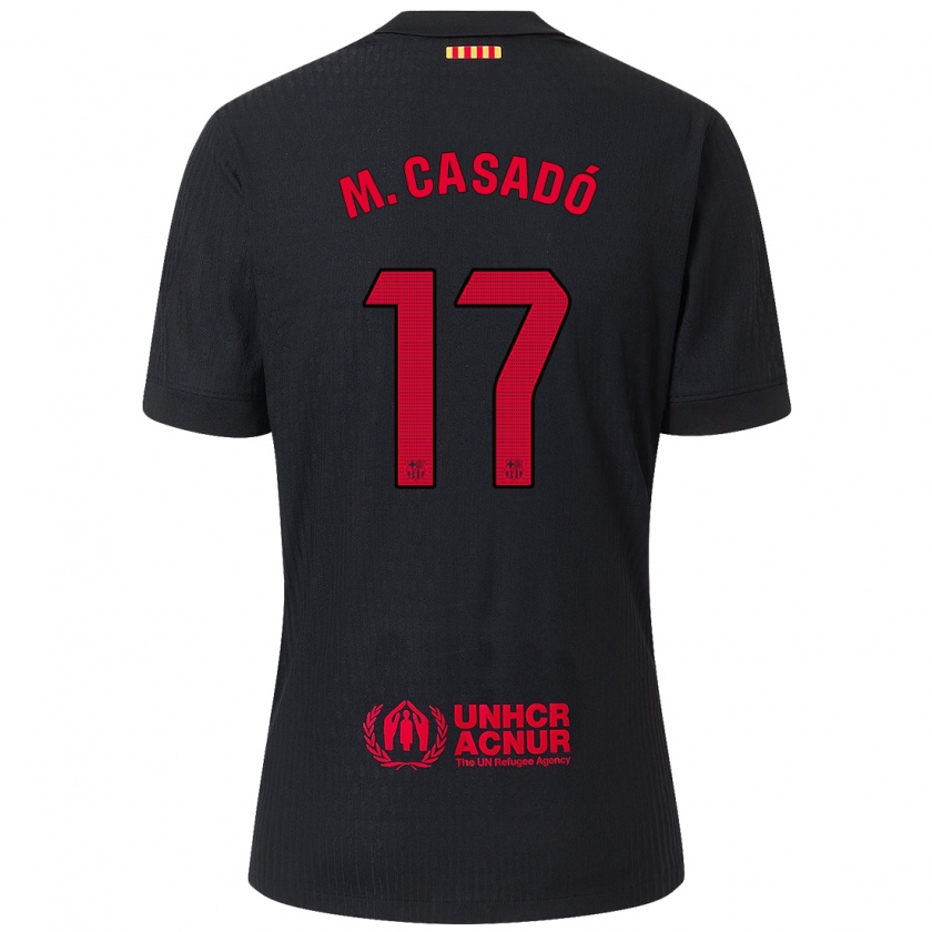 Kandiny Kinder Marc Casadó #17 Schwarz Rot Auswärtstrikot Trikot 2024/25 T-Shirt Österreich