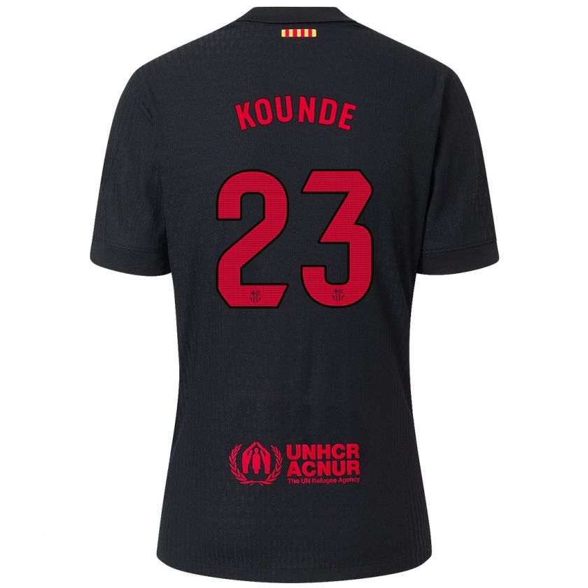 Kandiny Kinderen Jules Koundé #23 Zwart Rood Uitshirt Uittenue 2024/25 T-Shirt