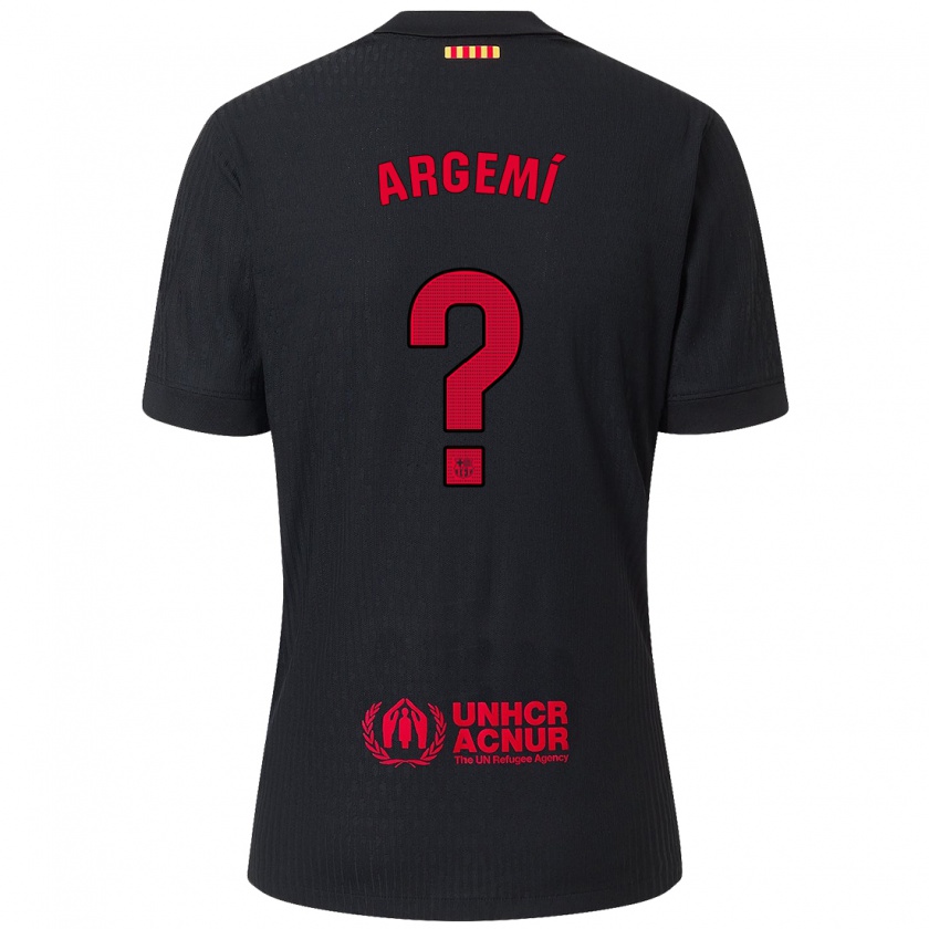 Kandiny Bambino Maglia Adam Argemí #0 Nero Rosso Kit Gara Away 2024/25 Maglietta