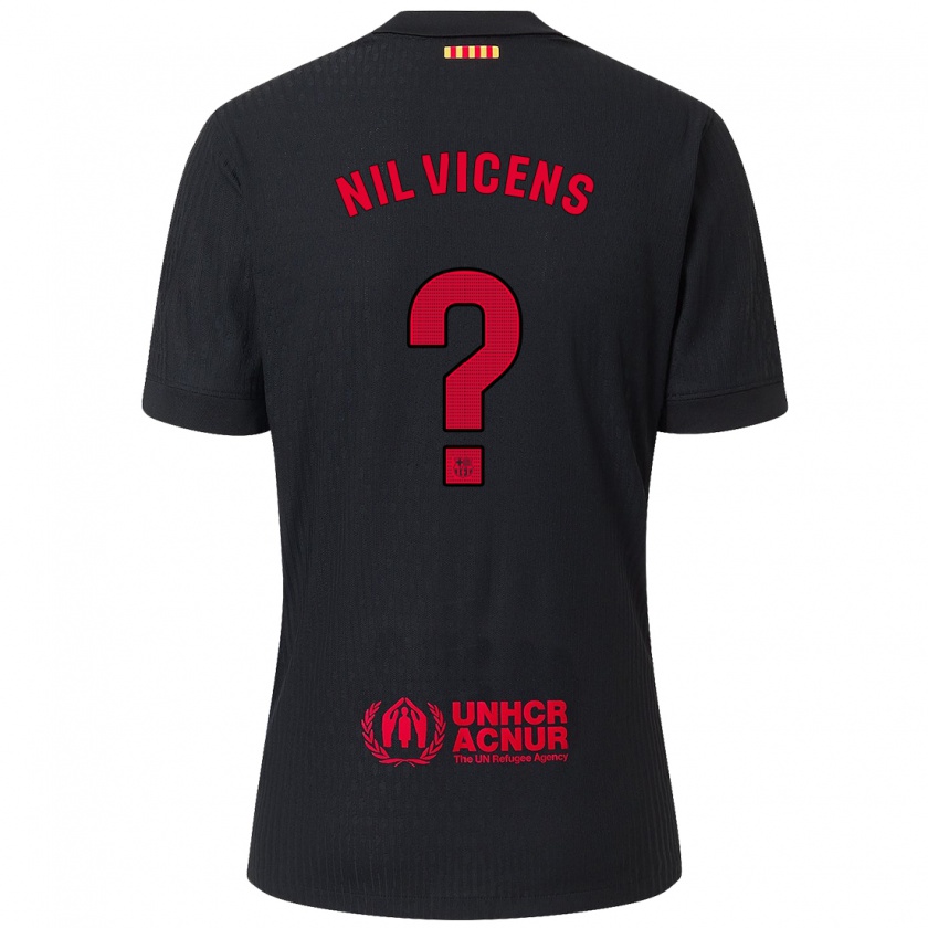 Kandiny Kinderen Nil Vicens #0 Zwart Rood Uitshirt Uittenue 2024/25 T-Shirt