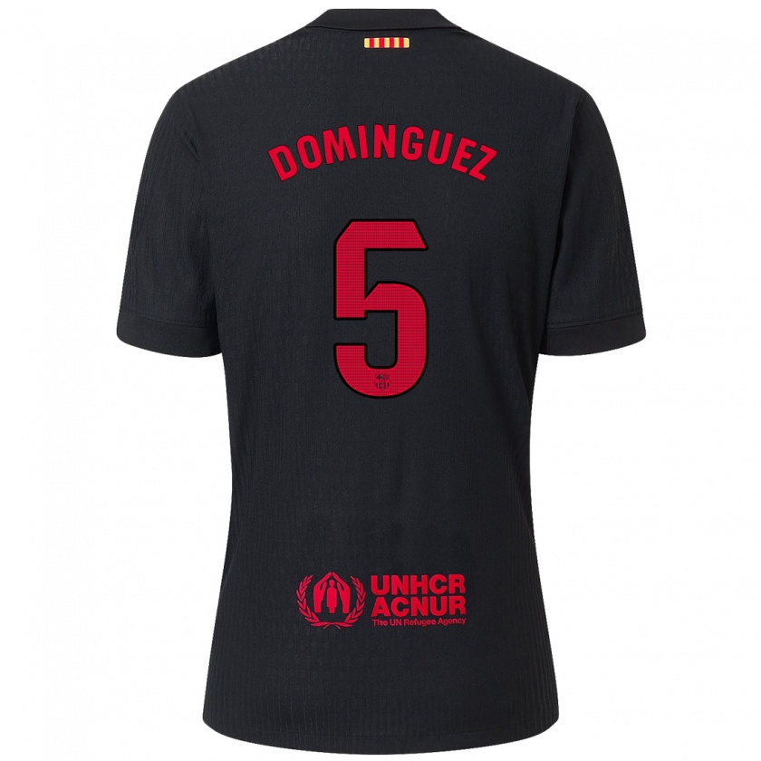 Kandiny Kinderen Sergi Domínguez #5 Zwart Rood Uitshirt Uittenue 2024/25 T-Shirt België