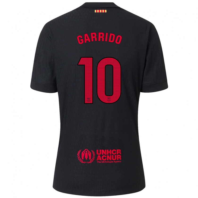 Kandiny Kinderen Aleix Garrido #10 Zwart Rood Uitshirt Uittenue 2024/25 T-Shirt