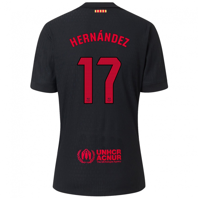 Kandiny Bambino Maglia Juan Hernández #17 Nero Rosso Kit Gara Away 2024/25 Maglietta