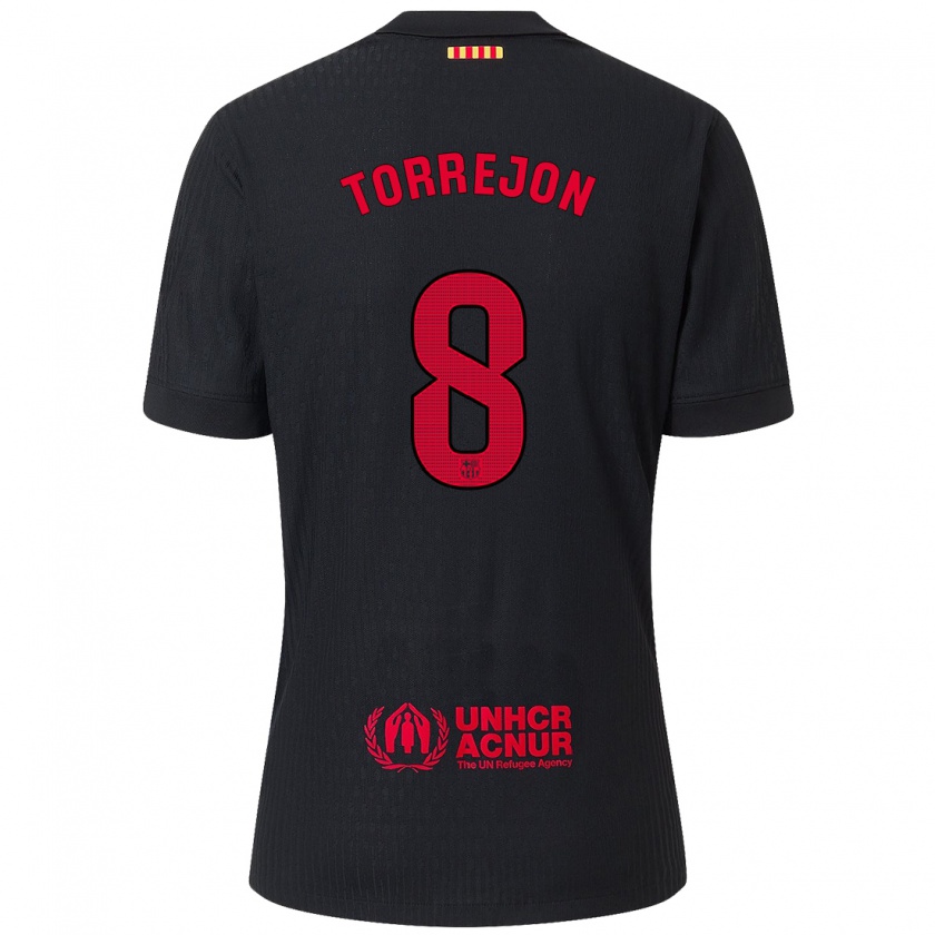 Kandiny Kinderen Marta Torrejón #8 Zwart Rood Uitshirt Uittenue 2024/25 T-Shirt