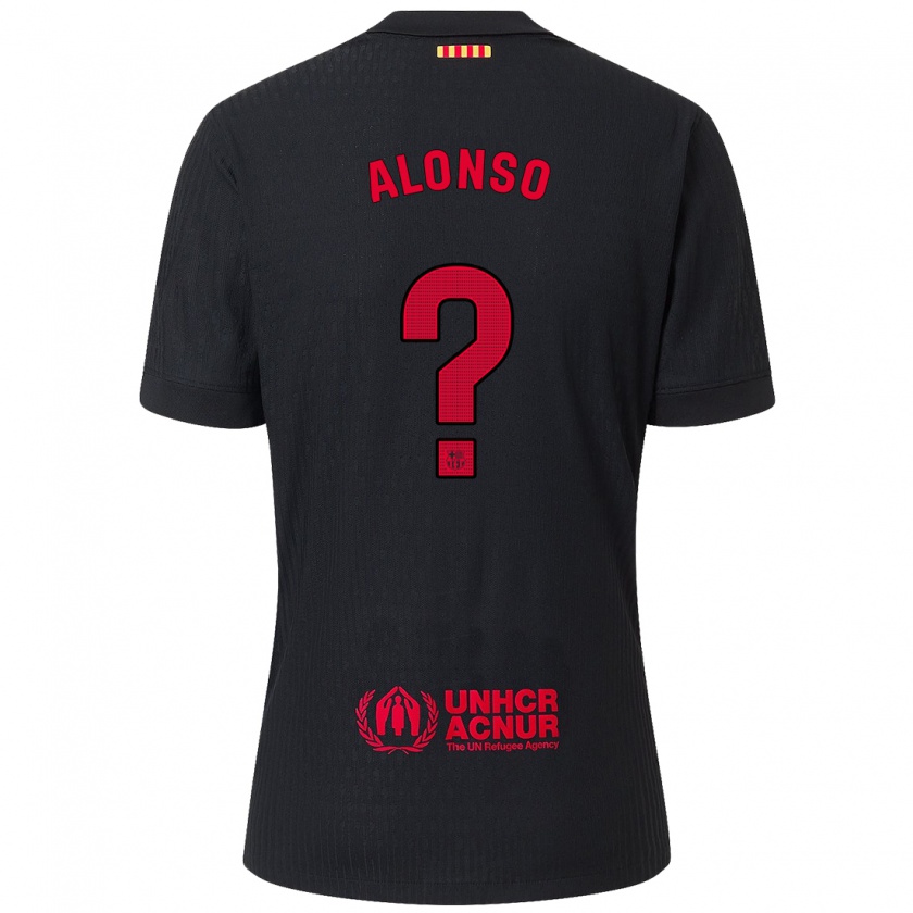 Kandiny Kinderen Aáron Alonso #0 Zwart Rood Uitshirt Uittenue 2024/25 T-Shirt België