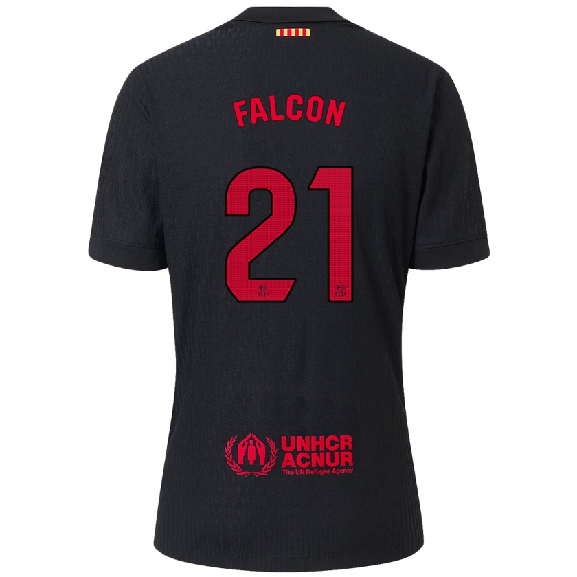 Kandiny Kinderen Andrea Falcon #21 Zwart Rood Uitshirt Uittenue 2024/25 T-Shirt