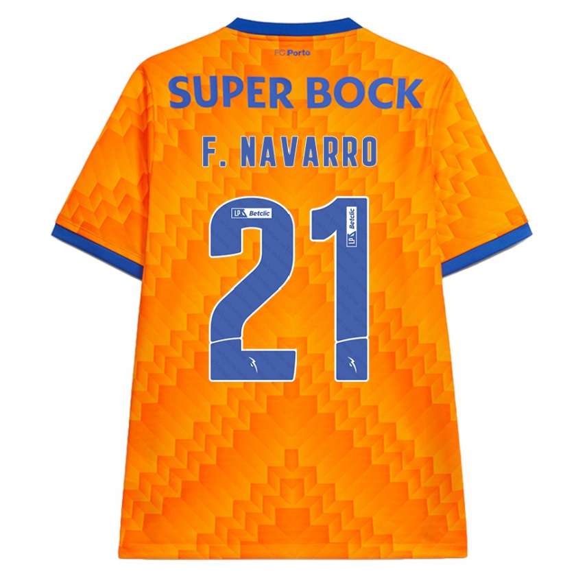 Kandiny Bambino Maglia Fran Navarro #21 Arancione Kit Gara Away 2024/25 Maglietta