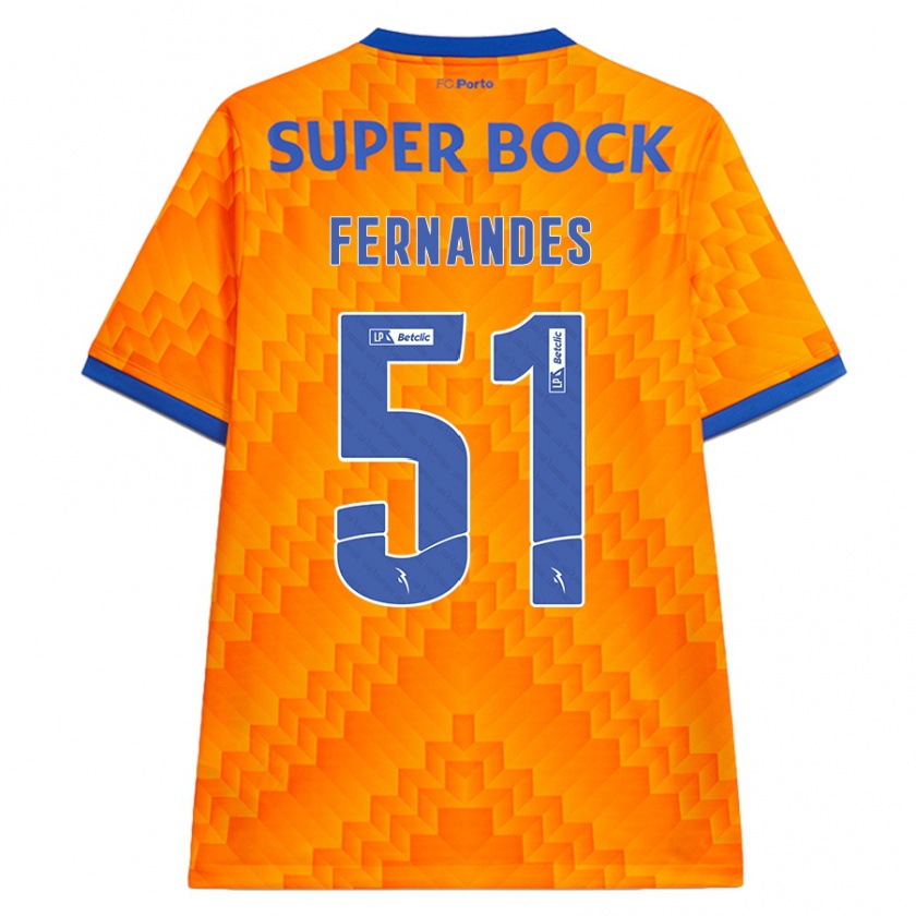 Kandiny Kinderen Diogo Fernandes #51 Oranje Uitshirt Uittenue 2024/25 T-Shirt