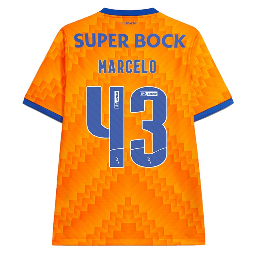 Kandiny Bambino Maglia Joao Marcelo #43 Arancione Kit Gara Away 2024/25 Maglietta