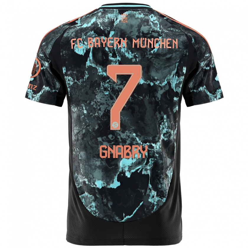 Kandiny Bambino Maglia Serge Gnabry #7 Nero Kit Gara Away 2024/25 Maglietta