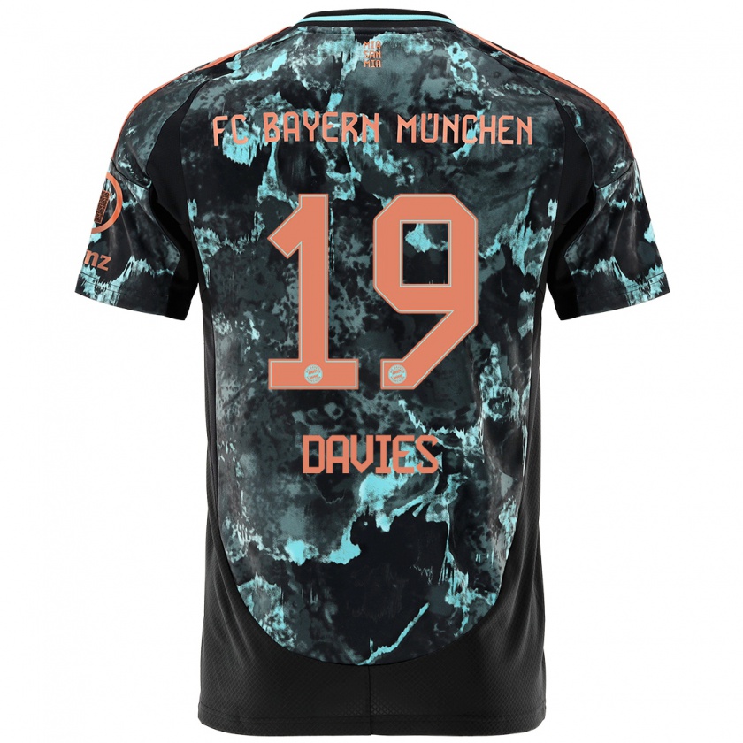 Kandiny Kinderen Alphonso Davies #19 Zwart Uitshirt Uittenue 2024/25 T-Shirt