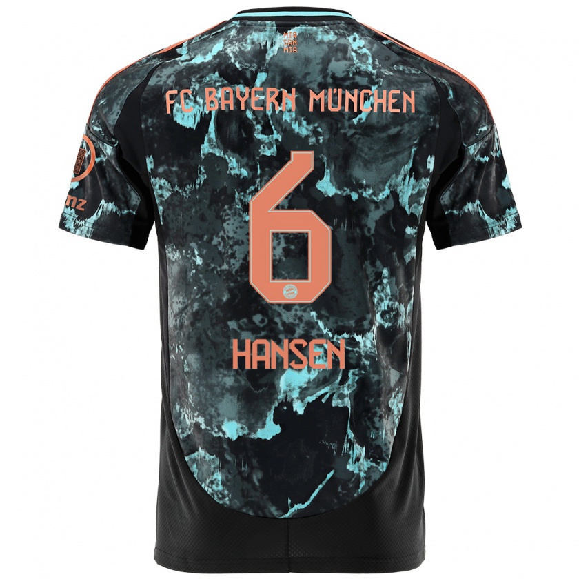 Kandiny Bambino Maglia Tuva Hansen #6 Nero Kit Gara Away 2024/25 Maglietta