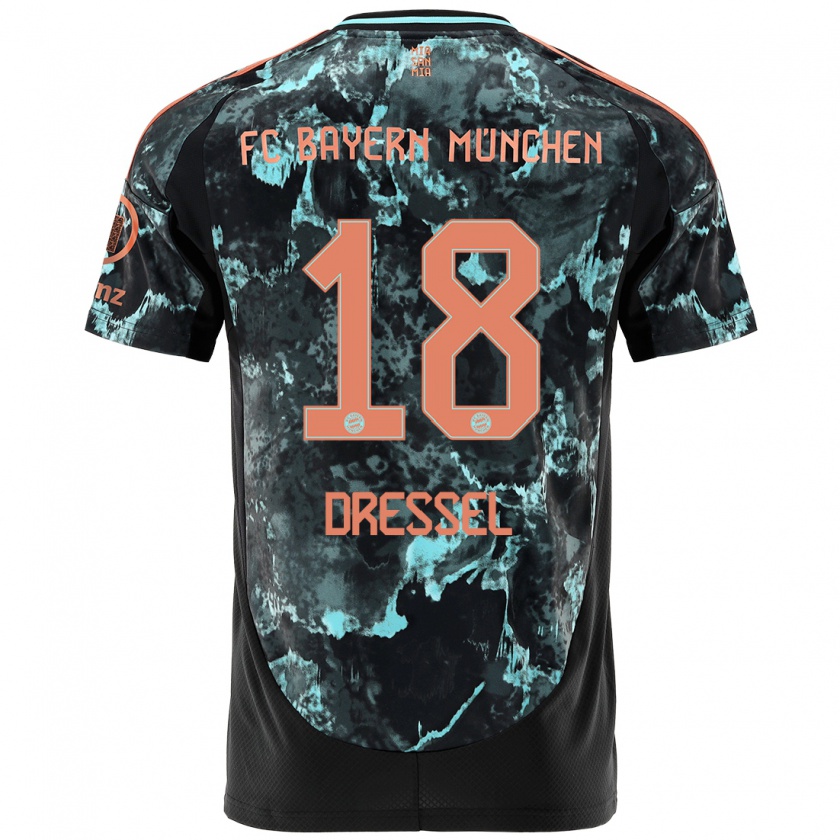 Kandiny Bambino Maglia Timon Dressel #18 Nero Kit Gara Away 2024/25 Maglietta