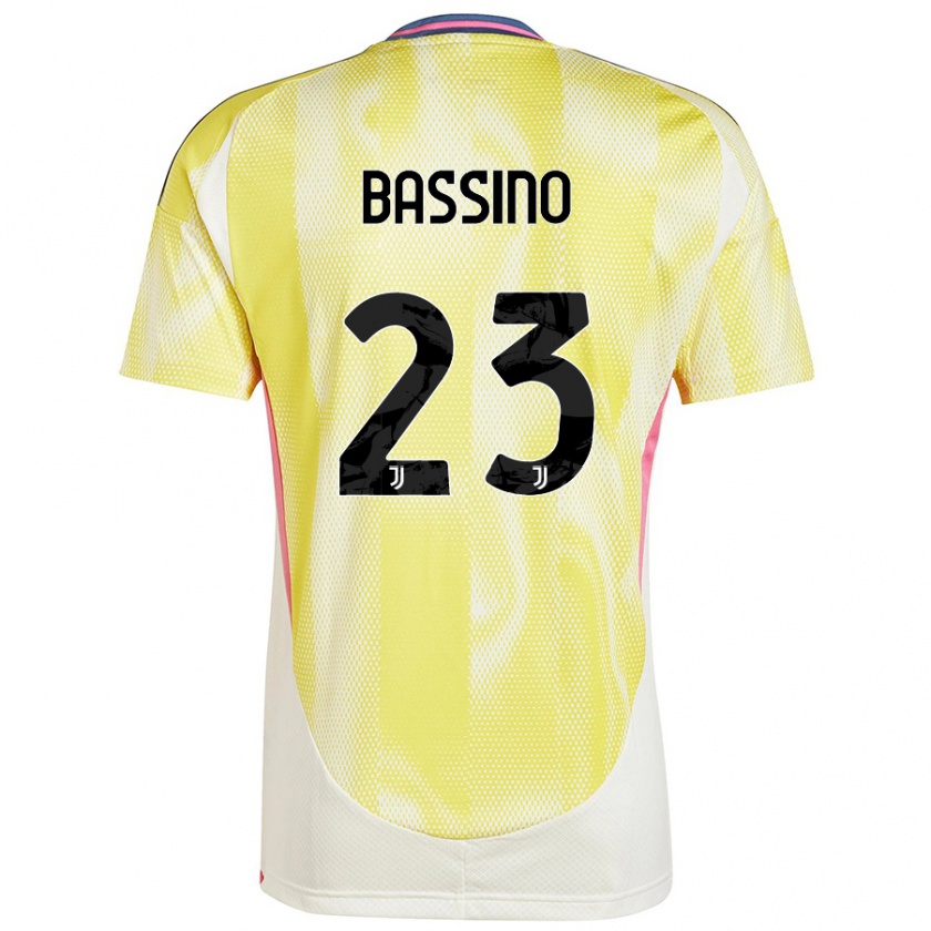 Kandiny Bambino Maglia Alessandro Bassino #23 Giallo Solare Kit Gara Away 2024/25 Maglietta