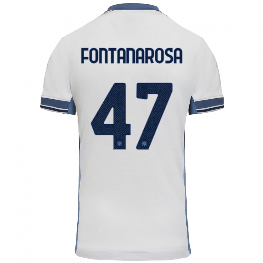 Kandiny Bambino Maglia Alessandro Fontanarosa #47 Bianco Grigio Kit Gara Away 2024/25 Maglietta