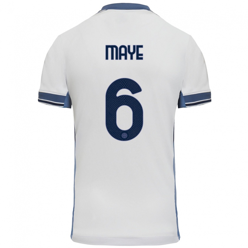 Kandiny Bambino Maglia Yvan Maye #6 Bianco Grigio Kit Gara Away 2024/25 Maglietta