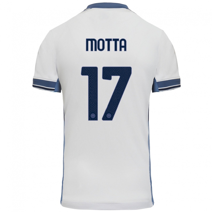 Kandiny Bambino Maglia Matteo Motta #17 Bianco Grigio Kit Gara Away 2024/25 Maglietta