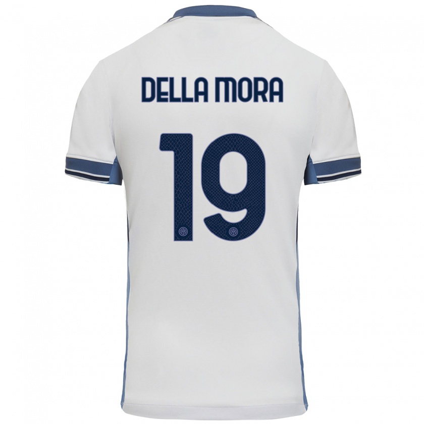 Kandiny Niño Camiseta Tommaso Della Mora #19 Blanco Gris 2ª Equipación 2024/25 La Camisa