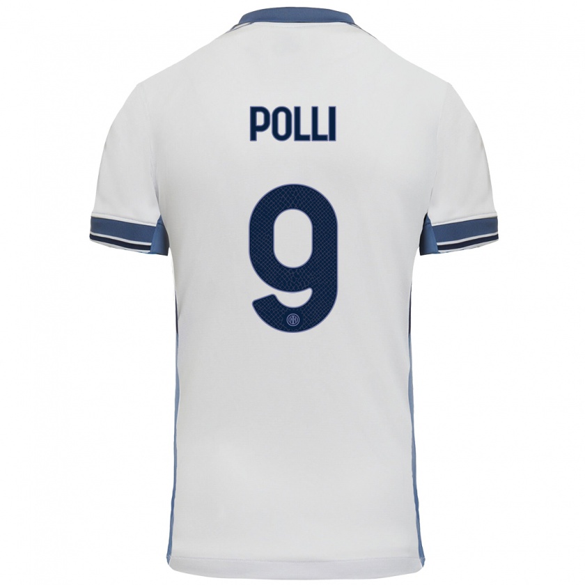 Kandiny Bambino Maglia Elisa Polli #9 Bianco Grigio Kit Gara Away 2024/25 Maglietta