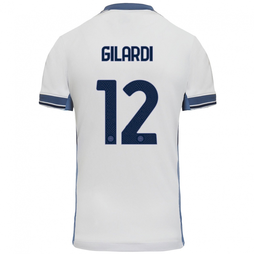 Kandiny Bambino Maglia Astrid Gilardi #12 Bianco Grigio Kit Gara Away 2024/25 Maglietta