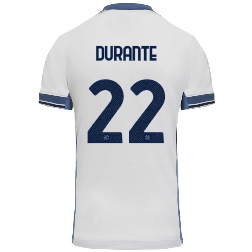 Kandiny Bambino Maglia Francesca Durante #22 Bianco Grigio Kit Gara Away 2024/25 Maglietta