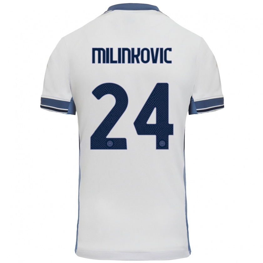 Kandiny Kinderen Marija Milinković #24 Wit Grijs Uitshirt Uittenue 2024/25 T-Shirt