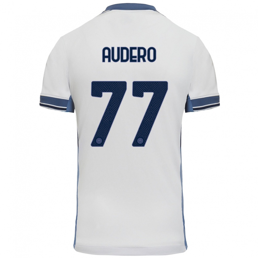 Kandiny Niño Camiseta Emil Audero #77 Blanco Gris 2ª Equipación 2024/25 La Camisa