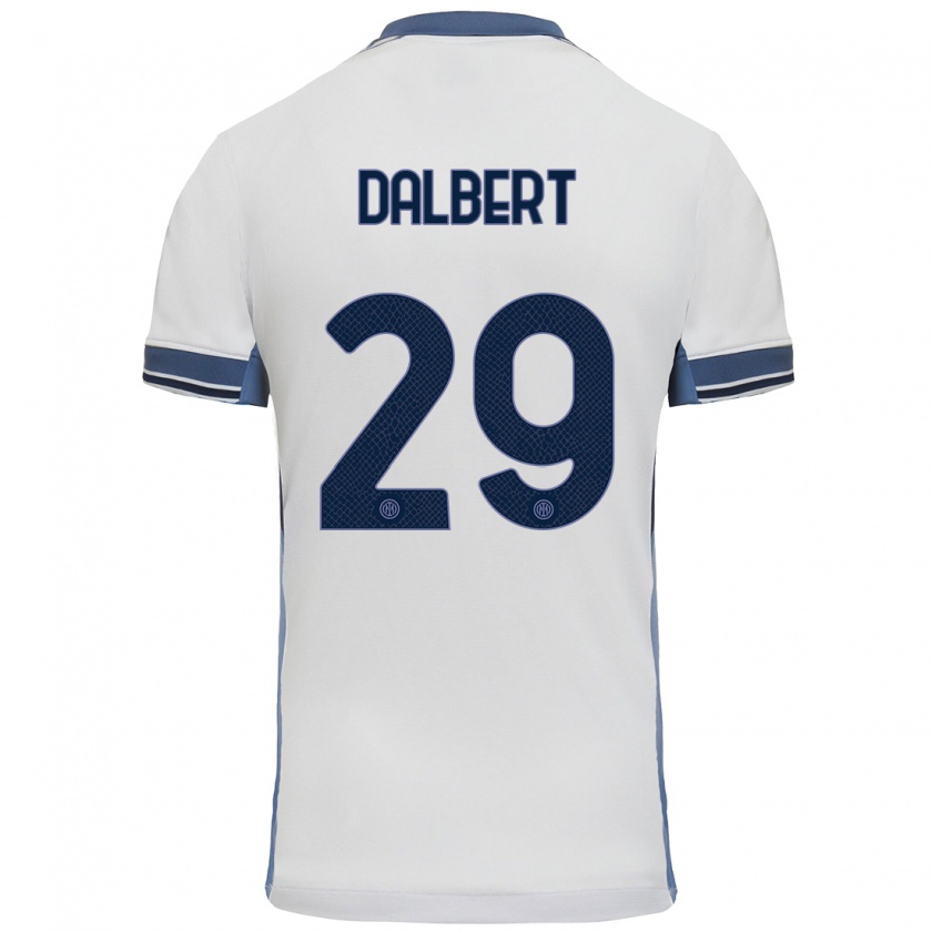 Kandiny Bambino Maglia Dalbert #29 Bianco Grigio Kit Gara Away 2024/25 Maglietta