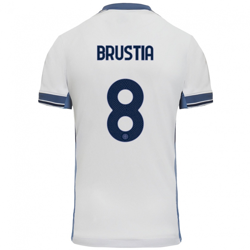 Kandiny Bambino Maglia Martina Brustia #8 Bianco Grigio Kit Gara Away 2024/25 Maglietta