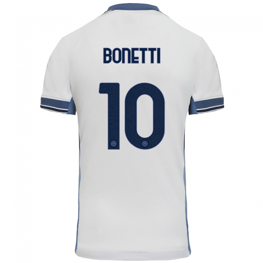 Kandiny Bambino Maglia Tatiana Bonetti #10 Bianco Grigio Kit Gara Away 2024/25 Maglietta