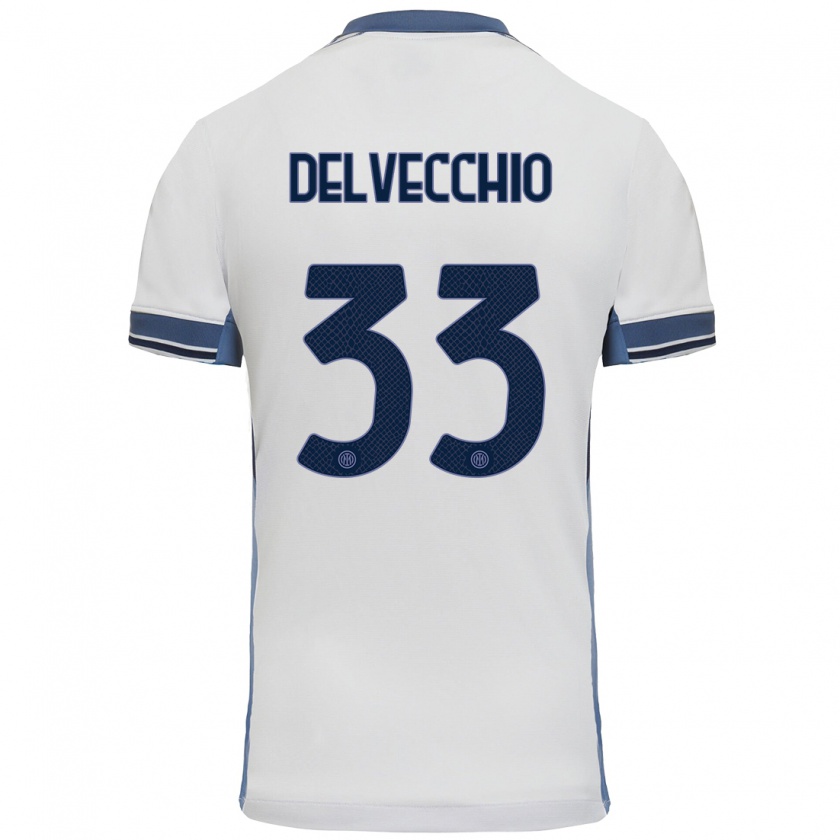 Kandiny Niño Camiseta Gabriele Delvecchio #33 Blanco Gris 2ª Equipación 2024/25 La Camisa