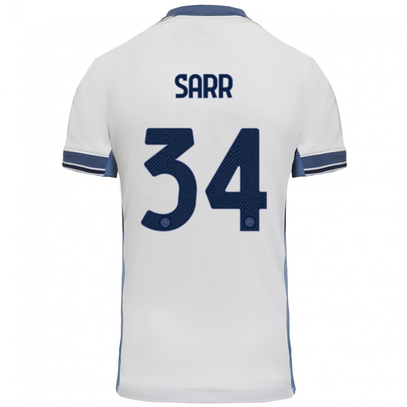 Kandiny Niño Camiseta Amadou Sarr #34 Blanco Gris 2ª Equipación 2024/25 La Camisa